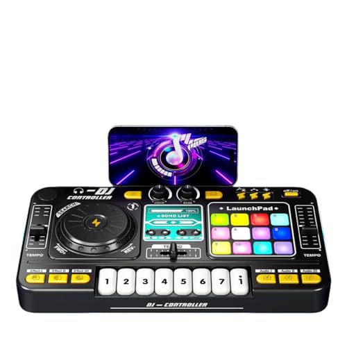 HeartTrend �J���t���ȃ��C�g�ƃT�E���h�G�t�F�N�g��������q���pDJ�^�[���e�[�u����������A�V�~�����[�V�����~�L�V���O�}�C�N�A��Ɩڂ̋���+���y����̂��߂̉��y��������AUSB�[�d�� (���@�\DJ�^�[���e�[�u�� [Bluetooth�o�[�W����] �u