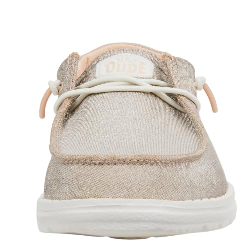 Image of HEYDUDE Women's Wendy Metallic Sparkle Slip On Loafer | Elastic Laces