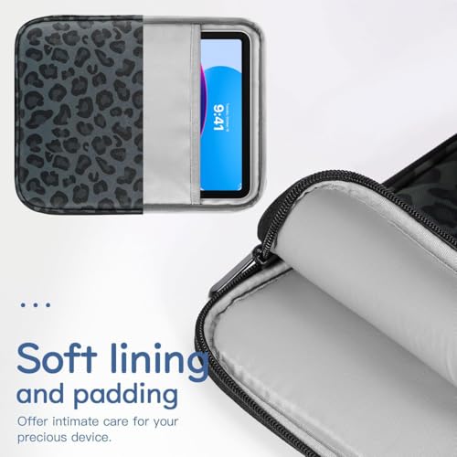 Image of Dadanism 9-11 inch Tablet Sleeve Bag Carrying Case for iPad (A16) 11th Gen 11 inch, iPad 10th Gen 10.9 inch Air 5 /4, iPad Air M4 /Pro 11 inch, iPad 9 /8 /7th, Galaxy Tab A11+ Plus 11 inch, Remarkable 2 10.3 inch,Leopard Black
