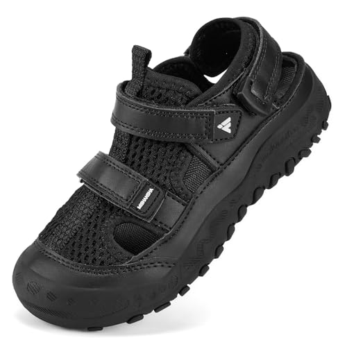 Mishansha Toddler Sandals Kids Walking Shoes Boys Girls Anti-Collision Breathable Sandals Toddler Adjustable Strap Non-Slip Outdoor Sneakers for Hiking Sports Trail Running Black Big Kid 6