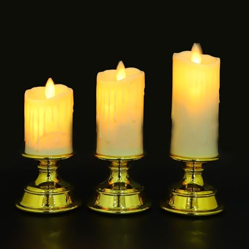 Velas sin llama parpadeantes doradas para centro de mesa en cenas de aniversario