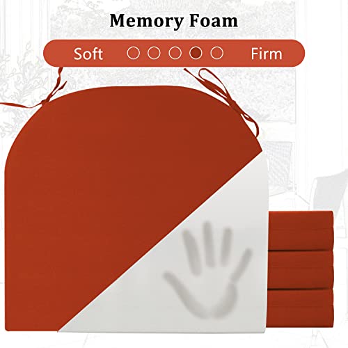 Cozyide Outdoor Chair Cushions, Waterproof Patio Seat Cushions With Adjustable Straps, Round Corner Patio Chair Cushions For Garden, Brick Red, 17X16X2 Inch (Pack Of 4) #TOP4