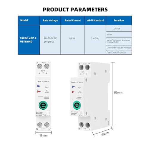 Compteur d'énergie et disjoncteur 63A avec protecteur de tension - 2
