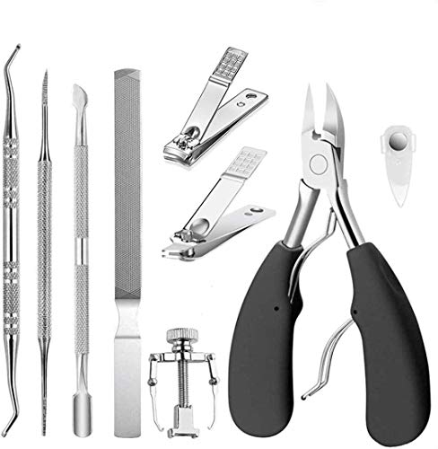 JTIEO Ingrown Toenail Tool (9PCS) Ingrown Toenail Treatment Pedicure Tools Toenail Clippers Professional Tool Set for Ingrown & Thick Nail Stainless Steel Ingrown Toenail Tool
