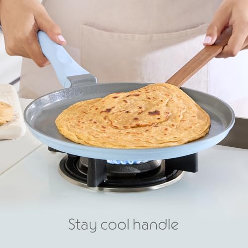 Image of Borosil Ceramic Vajra 26 cm Flat Tawa | Gas Stove & Induction Compatible, Dishwasher Safe | PFOA and PFAS Free Tava | 1 Year Warranty, Sky Blue