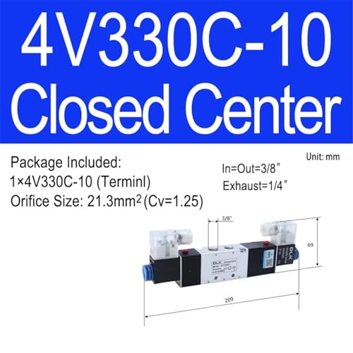 Vanne solénoïde pneumatique 4V330C-10 distributeur 3 positions AC24V