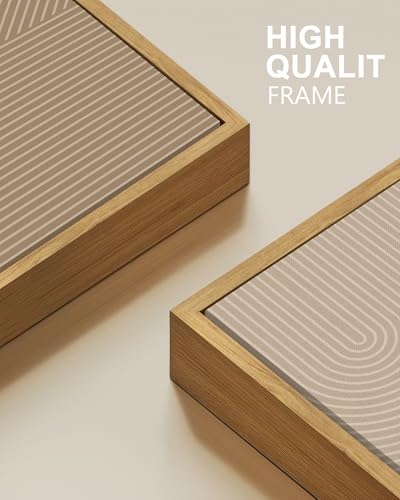 Drsoum Mid-Century Modern Framed Wall Art Minimalist Abstract Boho Neutral Line Wall Decor Geometric Artwork Kitchen Dining Room 11x14in Natural Framed - Image 6