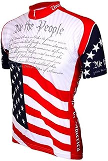 World Jerseys Men's U.S. Constitution Cycling Jersey, Red/White/Blue, Medium