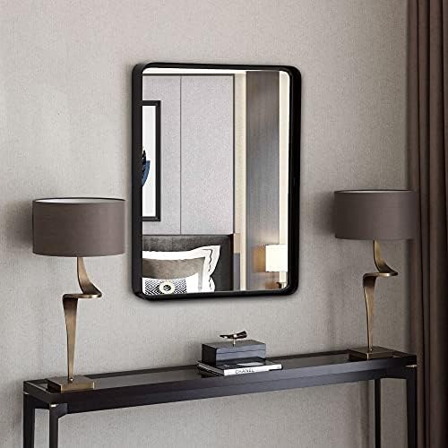 Kelly Miller 16"x20" Rectangle Mirror for Wall - Decorative Metal Framed Wall Mirror for Bathrooms Washrooms Bedrooms Living Rooms Entryways (Black)