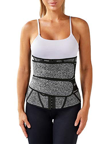 HOTAPEI Women's Plus Size Waist Trainer Weight Loss Everyday Wear Corset Trimmer Belt Waist Cincher Body Shaper Slimming Sports Girdle Gray XXX-Large