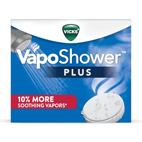 Vicks, VapoShower Plus, Shower Steamers, Eucalyptus Shower Steamer & Menthol Scent, Clean Dissolving Vapor Shower Tablets, Aromatherapy Shower Steamer & Shower Bombs, 12 count