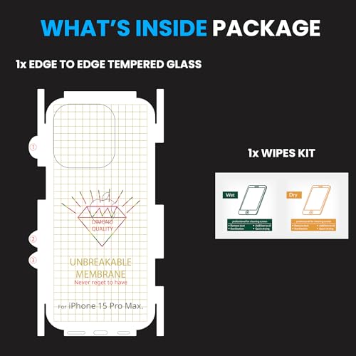 Image of ArmourPro Back Screen Protector for iPhone 15 Pro Max, Premium Ultra Thin TPU Back Membrane Guard, Bubble-Free, Edge to Edge Coverage, Fingerprint Friendly | Crystal Clear, 1 Pack