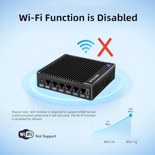 Image of Fanless Firewall Appliance 6X Intel i226 LAN Mini PC Intel N3710 4C /4T,8G DDR3 128G mSATA SSD, Network Gateway Soft Router Test with P-F-Sense /OPN-Sense AES NI HD /Type-C /SIM Card /TF