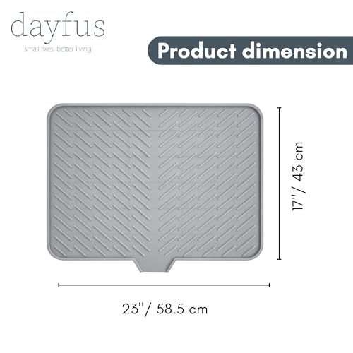 Image of Large Dish Drying Mat | Silicone Mat for Kitchen | Drying Mat for Kitchen Utensils Large | Fast Drying, Non-Slip, Heat Resistant, Easy to Clean Kitchen Counter Mat (Grey, 23x17 Inch)