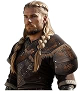 L'VOW Men Medieval Fur Shoulder Armor Adjustable Warrior Viking Leather Armor for Halloween LARP ...