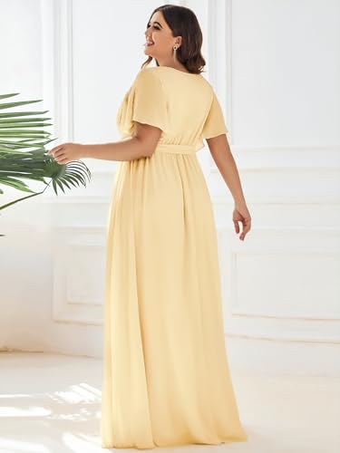 Image of Ever-Pretty Plus Women's Chiffon Bridesmaid Dress A-Line Empire Waist Floor Length Plus Size Formal Wedding Guest Dresses