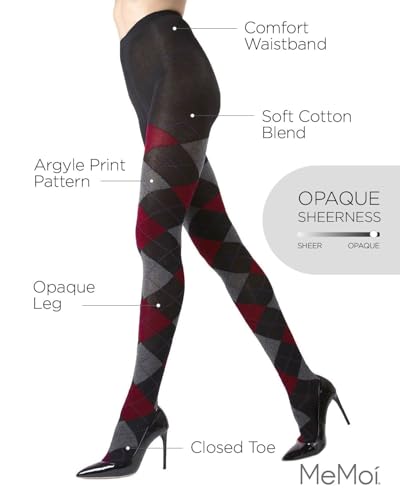 Image of MeMoi Argyle Cotton Sweater Tights for Women, Regular and Plus Size