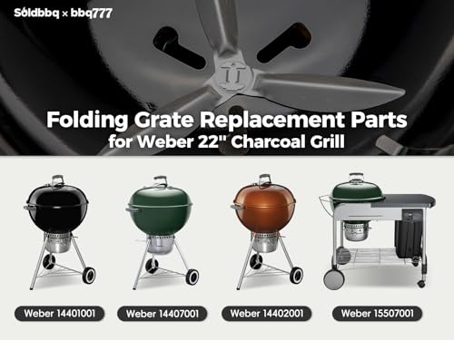 7441 Folding Replacement Parts Charcoal Grate & 7444 One-Touch Cleaning System Kit for Weber 22-1/2-Inch Charcoal Kettle Grill, Stainless Steel Charcoal Grid for Weber Kettle Parts for 22'' Charcoal Grill, Charcoal Kettle Accessories by soldbbq - Image 3