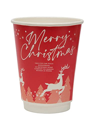 DISPOSABLE GREEN® - Paper Cups - Double Wall Coffee Cup - Unique Aqueous Lining, Plastic-Free - Certified Home & Industrial Compostable - 12 oz - Biodegradable for Hot & Cold Drinks 25 Pcs (No Lids)