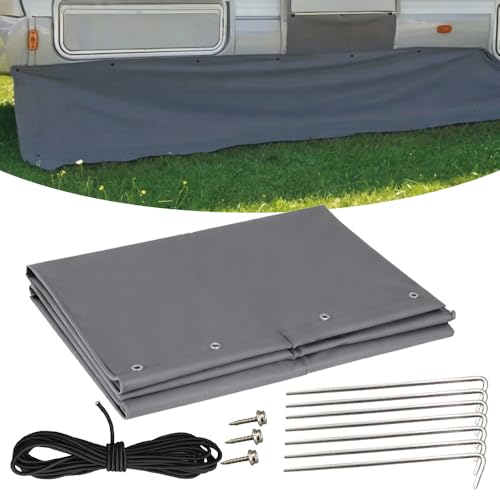 YOFHPT Caravan Draught Skirt 6m x 50cm Weatherproof Caravan Skirt for Awning Cara-van Wheel Arch Cover with Tyre Wrap & Reinforced Edging Car-avan Ski-rt for Motorhome & Touring