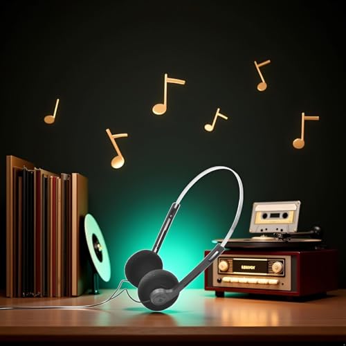 Image of 2 Pcs Retro Over-Ear Headphone,Vintage Feelings Underwire Headphone,Hi-Fi Stereo Earphone Headset, Retro Lightweight Earphones for Most Mobile Phones Playback Pevices Headphones (Black)