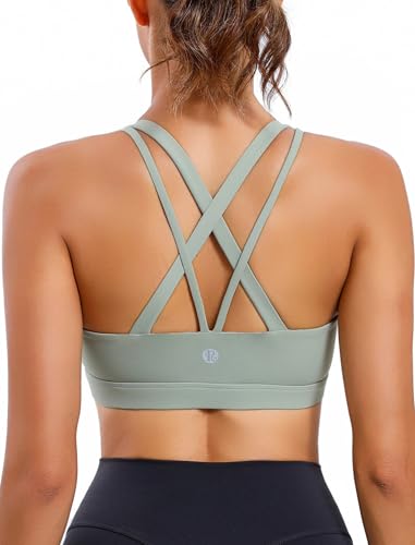 Image of RUNNING GIRL Sports Bras for Women,Padded Strappy Sports Bras Criss-Cross Back Medium Support Sports Bras with Removable Cups