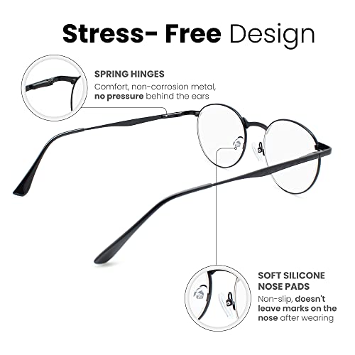 2Seelife Black Metal Rim Reading Glasses Men & Women To Look Modern With Clear Vision - Durable Readers For Women & Men - Comfortable For All Face Shape Mens Glasses - 1.25 Reading Glasses For Women #TOP1
