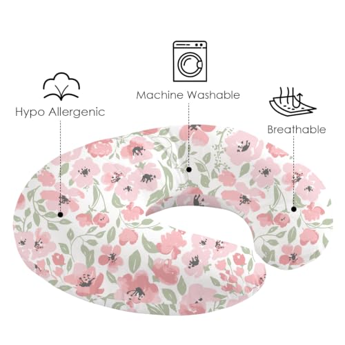 Image of Little Grape Land Nursing Pillow Covers 2 Pack, Soft & Breathable Removable Breastfeeding Pillows Covers for Feeding Pillows, Nursing Pillow Slipcover for Baby Girls Boys, (Flower)