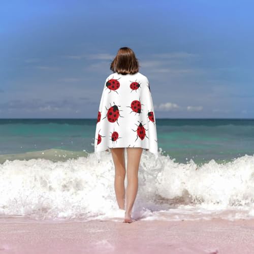 Serviette de bain microfibres à imprimé coccinelle séchage rapide pour le sport