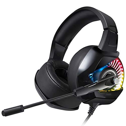 GKKXUE Cuffie Stereo para juegos con micrófono Luz LED para para ordenador PS4 (Color : RGB)