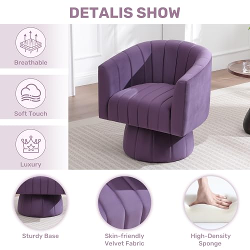 Sillón Giratorio Redondo Pequeño Confortable Violeta miniatura 3