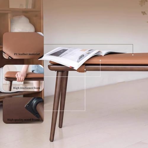 Banco otomano con asiento acolchado de cuero y taburete para entrada de casa 8
