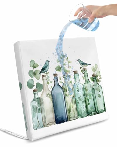 2 Pack Green Eucalyptus Leaves Waterproof Cushion Covers with Ties, Outdoor Patio Chaise Lounge Chair Seat Cushion Slip Covers Replacement(Only Cover) Spring Vase Birds Botanical 20