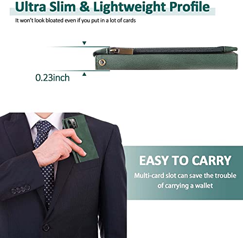 Coque iPhone 13 Pro verte avec porte-carte et fermeture magnétique