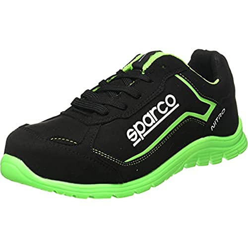 Sparco Teamwork Scarpa Antinfortunistica Da Lavoro-Bassa per UOMO E Donna-Nitro-S3 SRC, Botas de Seguridad y contra Incendios Unisex Adulto, Nero/Verde, 42 EU
