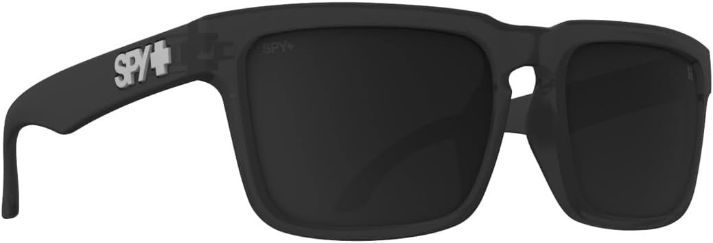 SPY+ - HELM, Matte Translucent Black, Happy Gray Green Black Mirror, Medium-Large, Sunglasses, Unisex, Adult