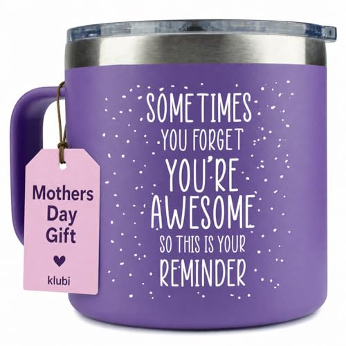 Mothers Day Gifts for Mom - Birthday Gifts for Women Friendship - Sometimes You Forget You're Awesome Gifts Purple Coffee Mug 14oz Teachers and Nurses Appreciation Week Gift for Women, Inspirational