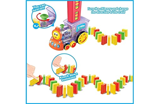 Image of Domino Train Set Kids Sound Light Automatic Laying Domino Brick Colorful Dominoes Blocks Game Toys Set Children Educational Train Toy Gift for Boys Girls