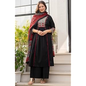 amayra womens pure cotton a line kurta set with palazzo pants dupattaethnic wearkurti suit set for women