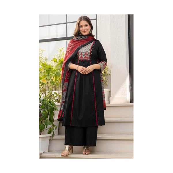 amayra womens pure cotton a line kurta set with palazzo pants dupattaethnic wearkurti suit set for women