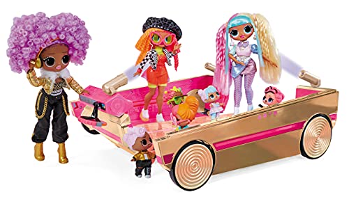 L.O.L. Surprise! 3-in-1 Party Cruiser - Auto mit Überraschungspool, Tanzfläche und Schwarzlicht - Roségold/Rosa Lackierung - Für L.O.L. Surprise! & OMG Puppen - Sammelobjekt, Geschenk für Mädchen