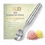 YueMiEcoUS Stainless Steel Ice Cream Scoop, Heavy Duty Ice Cream Scooper with Ergonomic Grip, 100% Dishwasher Safe One-Piece Metal Scoop for Hard Ice Cream, Gelato & Cookie Dough