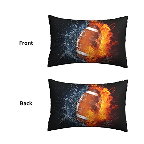 30 X 20 Inch Football Pillowcase For Boys Room, Sports-Themed Decorative Throw Pillow Cases Cushion Covers With Cool Fire And Water Pattern For Men Teens Kids Adults Couch Sofa Bedroom Car Chair #TOP1