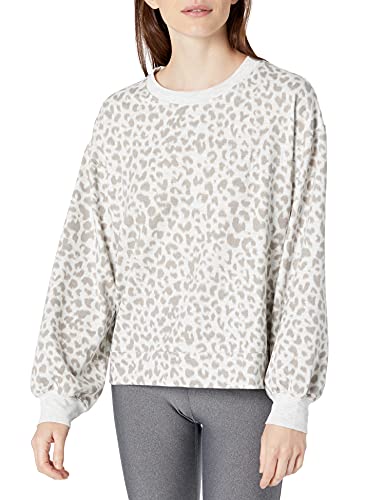 Danskin Women's Cozy Leopard Sweatshirt, Oatmeal Heather, X-Large #TOP4