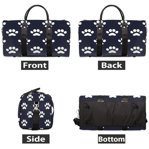 Dog Bones Paw Travel Duffle Bag, Sports Gym Bags for Women Men, Carry On Weekender Overnight Bag, Dog Paws Workout Hospital Airplane Trips Bag2