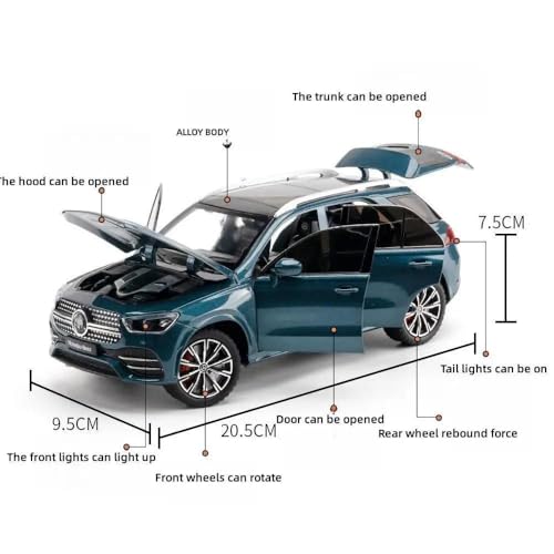 Image of Scale Exclusive Alloy Metal Pull Back | Die-cast Car Model with Sound Light Mini Auto Toy for Kids Metal Model Toy Car with Sound and Light (1.24 Scale M-Benz GLE 350-BLUE)