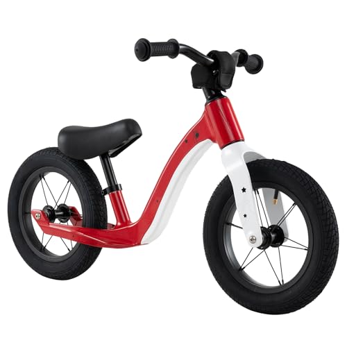 HOMGX Baby Balance Bike, Magnesium Alloy Toddler Balance Bike with Height Adjustable Seat & Rotatable Handlebar, Toddler First Bike for 3+ Year Old, 95% Pre-Assembled (Red)