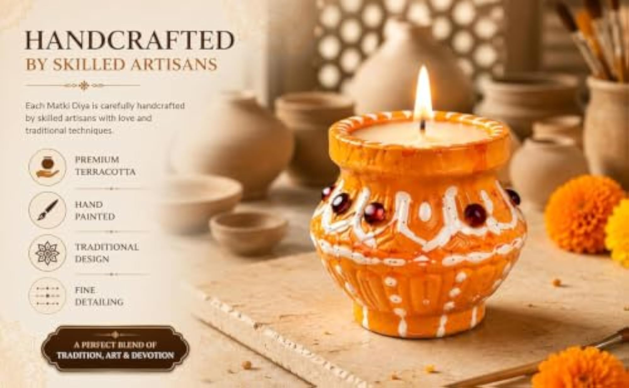 Diwali Festive Matki Candle, Traditional Home Decoration