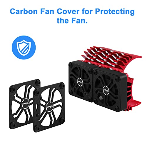 40Mm Twin Rc Fans Surpass Hobby 1/5 16000 Rpm Rc Motor Cooling Fans W/Metal Heatsink For Diameter 55-58Mm Motor Compatible With 1/5 1/6 Scale Rc Car Truck-Red #TOP3