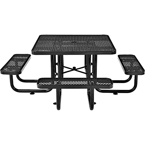 Global Industrial 46" Expanded Metal Square Picnic Table, Black #TOP1